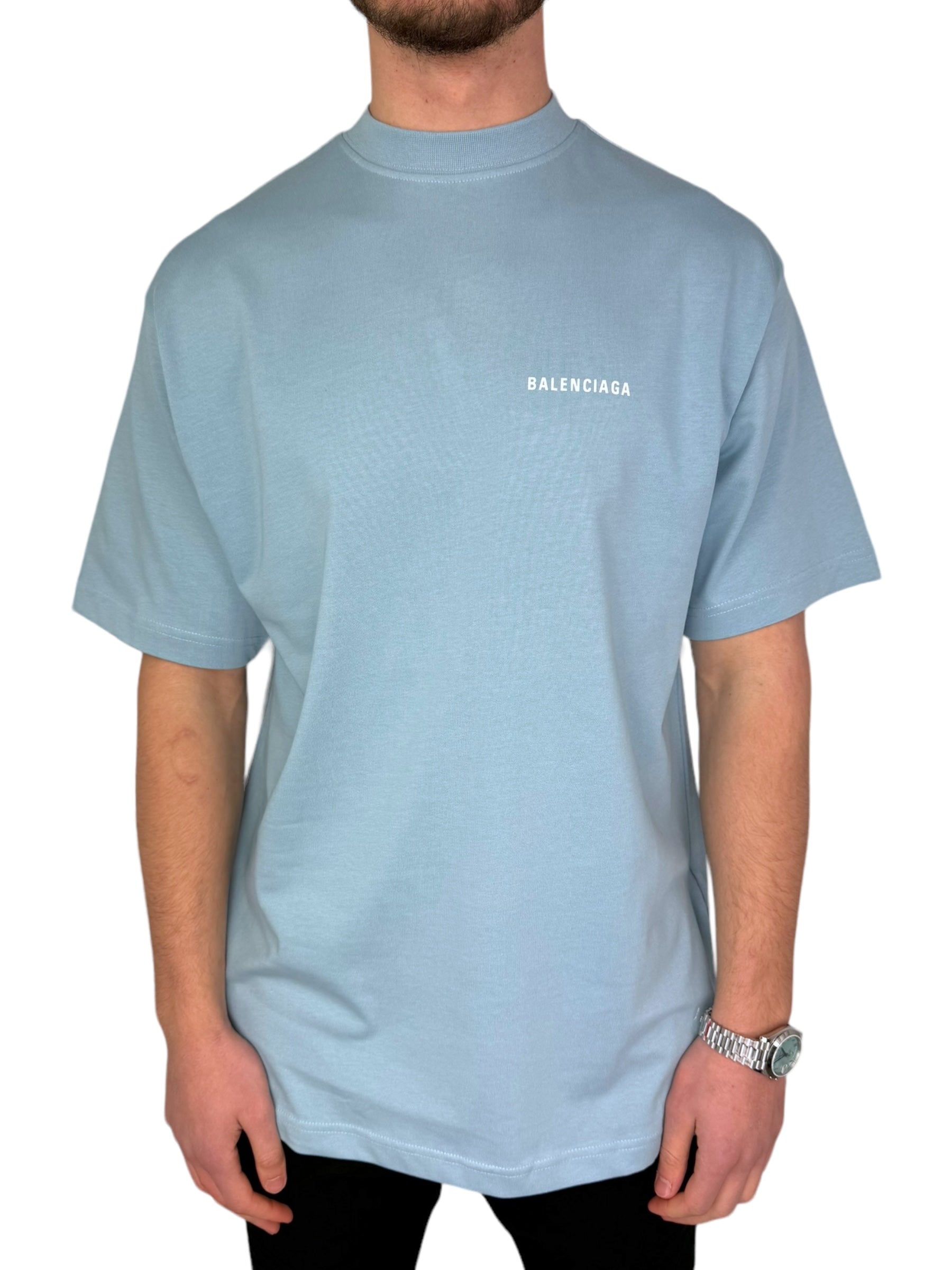 Balenciaga Logo T-Shirt Lichtblauw