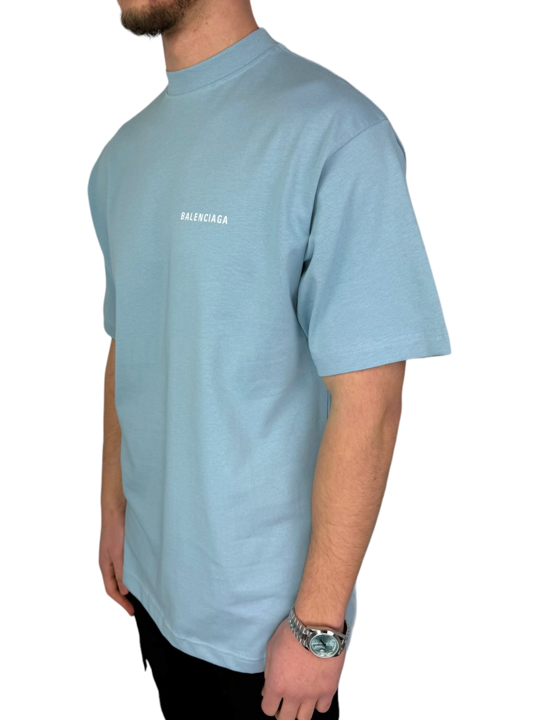 Balenciaga Logo T-Shirt Lichtblauw